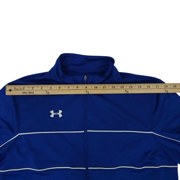 Under Armour Full Zip Track Wind Jacket Womens Size M Knit Warm Up Royal Blue - Picture 4 of 16